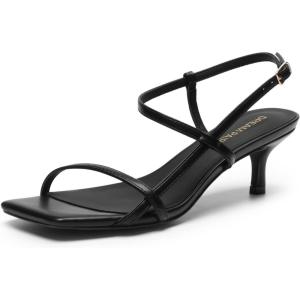image:imageDREAM PAIRS Womens Low Kitten Heels Square Open Toe Ankle Strap Party Wedding Dressy 216 Inch 2026SS Sandals Shoes With Quiet Heel CapBlack
