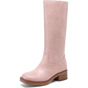 image:imageDREAM PAIRS Womens Square Toe Platform Chunky Block Heel Knee High Riding BootsPink