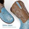 image:imageDREAM PAIRS Girls Cowgirl Boots Glitter Toddler Cowboy Boots Child Mid Calf Riding Shoes Party Birthday Dress Up for ToddlerLittleBig KidBlue