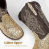 image:imageDREAM PAIRS Girls Cowgirl Boots Glitter Toddler Cowboy Boots Child Mid Calf Riding Shoes Party Birthday Dress Up for ToddlerLittleBig KidGold