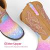 image:imageDREAM PAIRS Girls Cowgirl Boots Glitter Toddler Cowboy Boots Child Mid Calf Riding Shoes Party Birthday Dress Up for ToddlerLittleBig KidRainbow