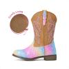 image:imageDREAM PAIRS Girls Cowgirl Boots Glitter Toddler Cowboy Boots Child Mid Calf Riding Shoes Party Birthday Dress Up for ToddlerLittleBig KidRainbow