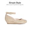 image:imageDREAM PAIRS Girls Dress Shoes Low Wedge Heels Ankle Strap Wedding Flower Party Pump for Toddler Little Big KidGold