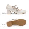 image:imageDREAM PAIRS Girls Dress Shoes Mary Jane Double Straps High Heel Easter Wedding Party Church Princess Communion Pumps for LittleBig KidsIvory