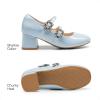 image:imageDREAM PAIRS Girls Dress Shoes Mary Jane Double Straps High Heel Easter Wedding Party Church Princess Communion Pumps for LittleBig KidsLight Blue