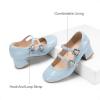 image:imageDREAM PAIRS Girls Dress Shoes Mary Jane Double Straps High Heel Easter Wedding Party Church Princess Communion Pumps for LittleBig KidsLight Blue