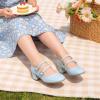 image:imageDREAM PAIRS Girls Dress Shoes Mary Jane Double Straps High Heel Easter Wedding Party Church Princess Communion Pumps for LittleBig KidsLight Blue