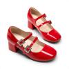 image:imageDREAM PAIRS Girls Dress Shoes Mary Jane Double Straps High Heel Easter Wedding Party Church Princess Communion Pumps for LittleBig KidsRed