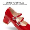 image:imageDREAM PAIRS Girls Dress Shoes Mary Jane Double Straps High Heel Easter Wedding Party Church Princess Communion Pumps for LittleBig KidsRed