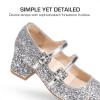 image:imageDREAM PAIRS Girls Dress Shoes Mary Jane Double Straps High Heel Easter Wedding Party Church Princess Communion Pumps for LittleBig KidsSilver