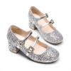 image:imageDREAM PAIRS Girls Dress Shoes Mary Jane Double Straps High Heel Easter Wedding Party Church Princess Communion Pumps for LittleBig KidsSilver