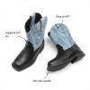 image:imageDREAM PAIRS Toddler Boys Girls Cowboy Cowgirl Boots Little Kids Western Square Toe Riding Mid Calf BootsBlueBlack