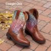 image:imageDREAM PAIRS Toddler Boys Girls Cowboy Cowgirl Boots Little Kids Western Square Toe Riding Mid Calf BootsBrownMulti