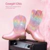 image:imageDREAM PAIRS Toddler Boys Girls Cowboy Cowgirl Boots Little Kids Western Square Toe Riding Mid Calf BootsPinkRainbow