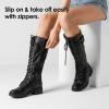 image:imageDREAM PAIRS Womens Pu Knee High Riding Combat BootsGeorgiablack