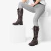 image:imageDREAM PAIRS Womens Pu Knee High Riding Combat BootsGeorgiabrown