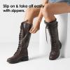 image:imageDREAM PAIRS Womens Pu Knee High Riding Combat BootsGeorgiabrown