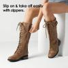 image:imageDREAM PAIRS Womens Pu Knee High Riding Combat BootsGeorgiacamel