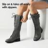image:imageDREAM PAIRS Womens Pu Knee High Riding Combat BootsGeorgiagrey