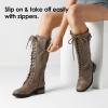 image:imageDREAM PAIRS Womens Pu Knee High Riding Combat BootsGeorgiakhaki