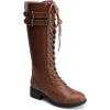 image:imageDREAM PAIRS Womens Pu Knee High Riding Combat BootsLight Brown