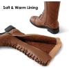 image:imageDREAM PAIRS Womens Pu Knee High Riding Combat BootsLight Brown