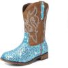 image:imageDREAM PAIRS Girls Cowgirl Boots Glitter Toddler Cowboy Boots Child Mid Calf Riding Shoes Party Birthday Dress Up for ToddlerLittleBig KidBlue
