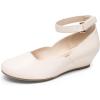 image:imageDREAM PAIRS Girls Dress Shoes Low Wedge Heels Ankle Strap Wedding Flower Party Pump for Toddler Little Big KidIvory