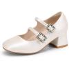 image:imageDREAM PAIRS Girls Dress Shoes Mary Jane Double Straps High Heel Easter Wedding Party Church Princess Communion Pumps for LittleBig KidsIvory