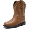 image:imageDREAM PAIRS Toddler Boys Girls Cowboy Cowgirl Boots Little Kids Western Square Toe Riding Mid Calf BootsBrown