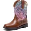 image:imageDREAM PAIRS Toddler Boys Girls Cowboy Cowgirl Boots Little Kids Western Square Toe Riding Mid Calf BootsBrownMulti