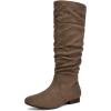 image:imageDREAM PAIRS Womens Knee High Pull On Fall Weather Winter BootsTaupe