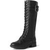 image:imageDREAM PAIRS Womens Pu Knee High Riding Combat BootsGeorgiablack