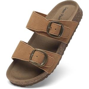 image:imageDREAM PAIRS Girls Boys Slides For Kids NonSlip with Adjustable Straps for Indoor amp Outdoor Toddler Little KidBig KidCamel