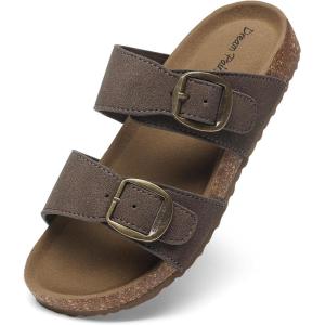image:imageDREAM PAIRS Girls Boys Slides For Kids NonSlip with Adjustable Straps for Indoor amp Outdoor Toddler Little KidBig KidDark Brown