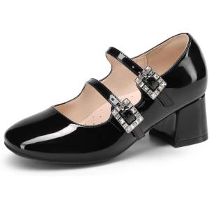 image:imageDREAM PAIRS Girls Dress Shoes Mary Jane Double Straps High Heel Easter Wedding Party Church Princess Communion Pumps for LittleBig KidsBlack