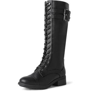 image:imageDREAM PAIRS Womens Pu Knee High Riding Combat BootsGeorgiablack
