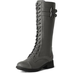 image:imageDREAM PAIRS Womens Pu Knee High Riding Combat BootsGeorgiagrey