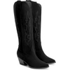 image:imageDREAM PAIRS Cowgirl Boots Women Knee High Cowboy Boots Pointed Toe Chunky Block Heel Suede Tall Western Boots with EmbroideredBlack