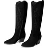 image:imageDREAM PAIRS Cowgirl Boots Women Knee High Cowboy Boots Pointed Toe Chunky Block Heel Suede Tall Western Boots with EmbroideredBlack