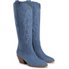 image:imageDREAM PAIRS Cowgirl Boots Women Knee High Cowboy Boots Pointed Toe Chunky Block Heel Suede Tall Western Boots with EmbroideredBlue