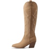 image:imageDREAM PAIRS Cowgirl Boots Women Knee High Cowboy Boots Pointed Toe Chunky Block Heel Suede Tall Western Boots with EmbroideredBrown