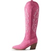 image:imageDREAM PAIRS Cowgirl Boots Women Knee High Cowboy Boots Pointed Toe Chunky Block Heel Suede Tall Western Boots with EmbroideredHot Pink