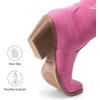 image:imageDREAM PAIRS Cowgirl Boots Women Knee High Cowboy Boots Pointed Toe Chunky Block Heel Suede Tall Western Boots with EmbroideredHot Pink