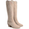 image:imageDREAM PAIRS Cowgirl Boots Women Knee High Cowboy Boots Pointed Toe Chunky Block Heel Suede Tall Western Boots with EmbroideredNude