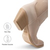 image:imageDREAM PAIRS Cowgirl Boots Women Knee High Cowboy Boots Pointed Toe Chunky Block Heel Suede Tall Western Boots with EmbroideredNude