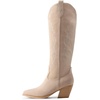 image:imageDREAM PAIRS Cowgirl Boots Women Knee High Cowboy Boots Pointed Toe Chunky Block Heel Suede Tall Western Boots with EmbroideredNude