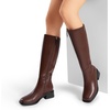 image:imageDREAM PAIRS Womens Knee High Boots Square Toe Low Block Heel Casual Comfort Riding Long Boots with Side ZipperBrown