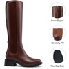 image:imageDREAM PAIRS Womens Knee High Boots Square Toe Low Block Heel Casual Comfort Riding Long Boots with Side ZipperBrown