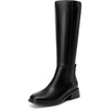 image:imageDREAM PAIRS Womens Knee High Boots Square Toe Low Block Heel Casual Comfort Riding Long Boots with Side ZipperBlack